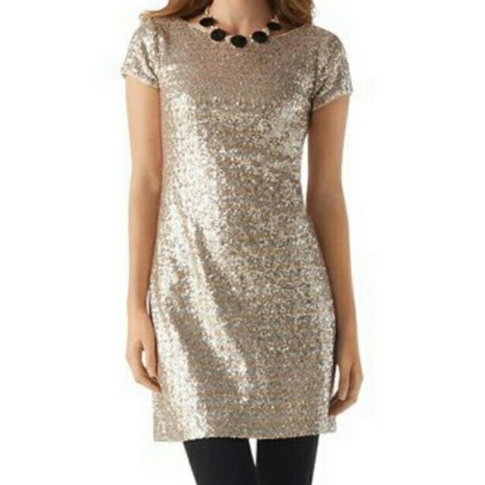 White House black market sequin shift dress NWT